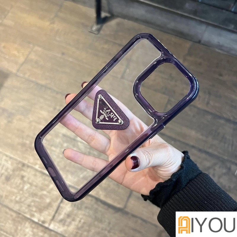 3D PRADAa (2 Gen) Hard Case Silikon Transparan Untuk compatible for Iphone 14  13 12 11 Pro Max Xs Max Xr X 7 + 8 Plus