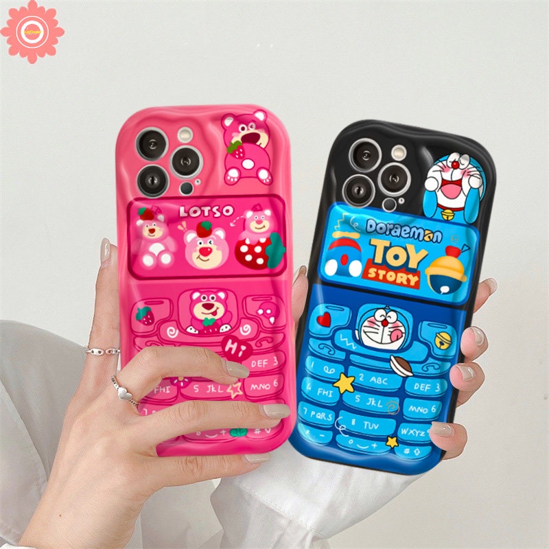 Casing Untuk Oppo A95 A74 A17 A77 A1k A92 A53 A3s A15 A16 A17k A54s A9 A5 A5s A31 A16s A52 A77s A76 A16K A16E Cute Strawberry Bear Manyo Kartun Toy Story 3D Wavy Curved Edge Case