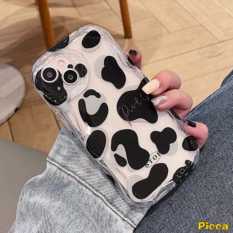 Casing Pasangan Simple Motif Leopard Ekspresi Lucu Untuk Redmi A1 9 9C Nfc10 9A A2 9T 10A 10C Redmi Note12 10 11 8 9 11s 10s 10Pro 10 Pro Max Plus POCO M3 3D Penutup Tepi Bergelombang Lengkung