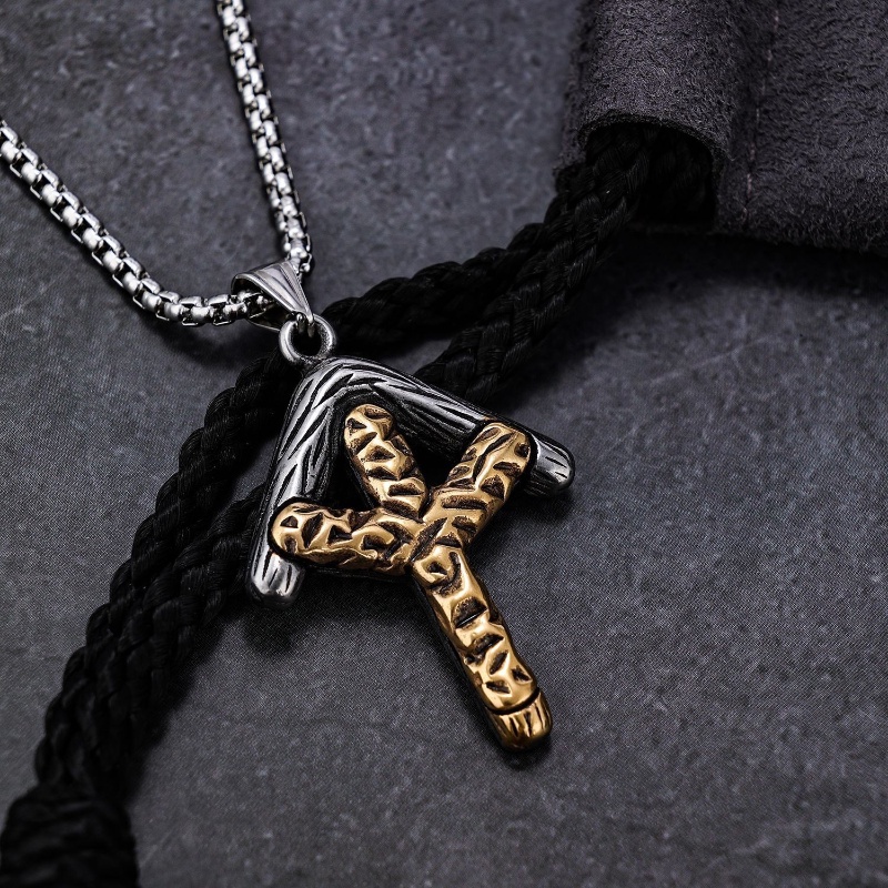 Z H Perhiasan Vintage Nordic Viking Rune Sanya Panah Liontin Fashion Pria Anti Karat Kalung Hip Hop Pesta Baja Titanium Perhiasan Aksesoris Grosir