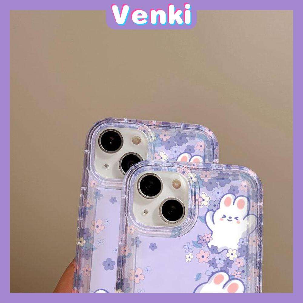 VENKI - For iPhone 11 Case Clear Phone Case TPU Soft Case Airbag Shockproof Protection Camera Cute Flower Bunny Compatible with iPhone 14 13 Pro Max iPhone 12 Pro Max XR XS 7 8Plus