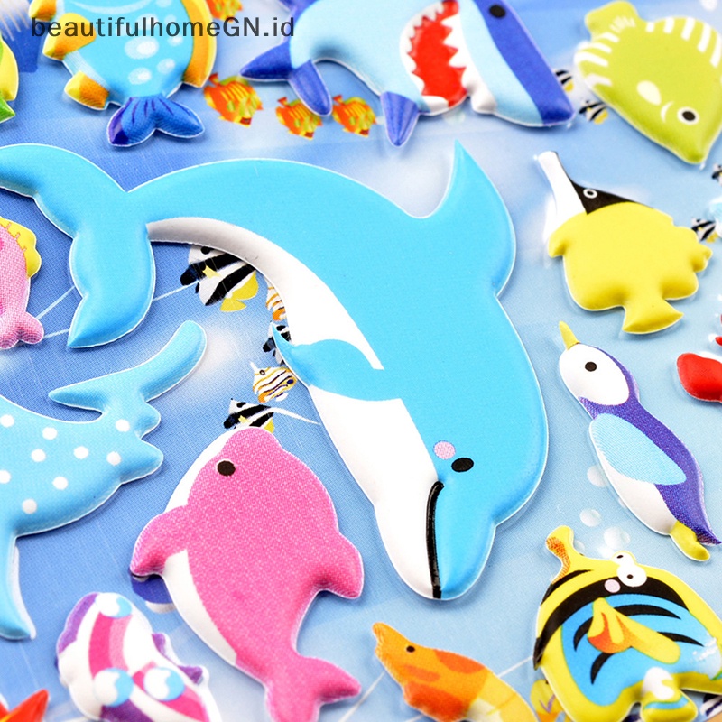 {Cantik} Ikan Hiu Lumba Lumba Stereo Bubble Sticker Diary Stiker Dekor Alat Tulis~