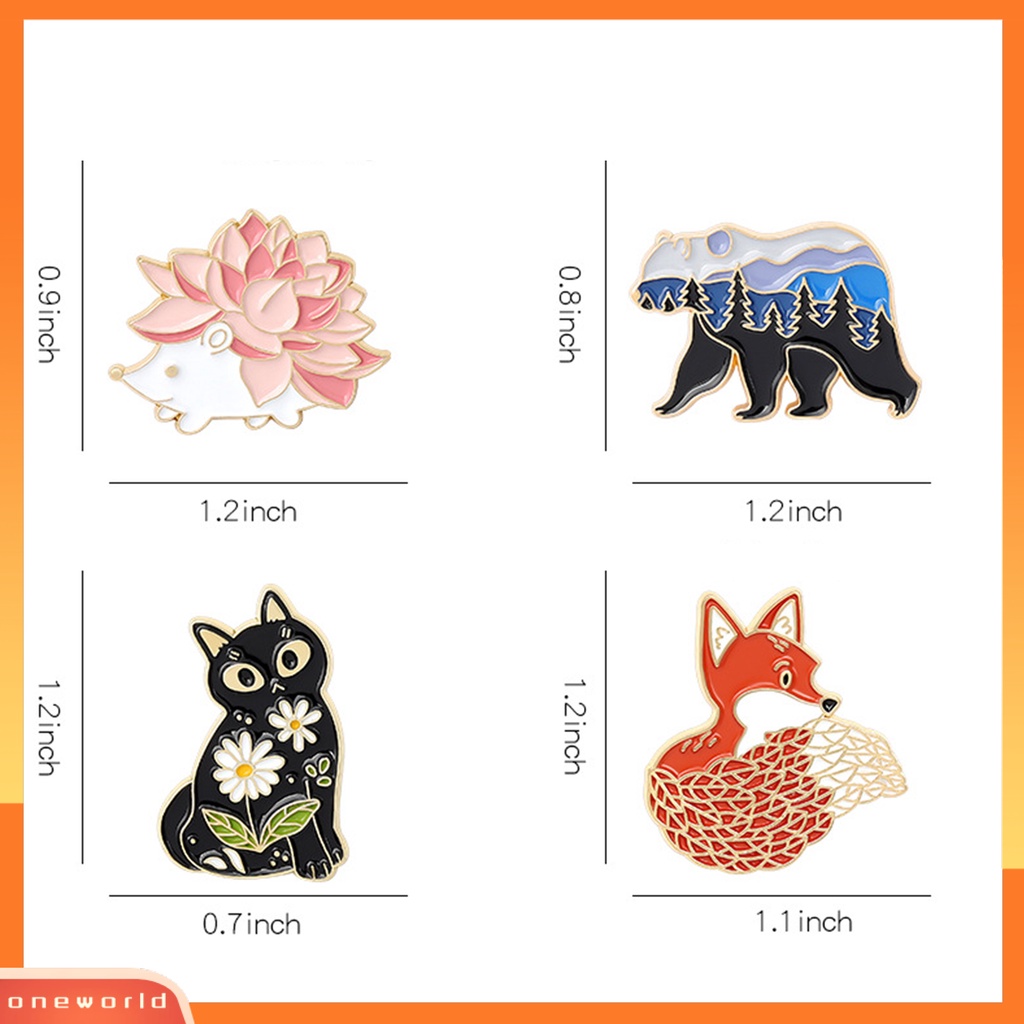 [ONE] Enamel Pin Gaya Jepang Ornamen Lucu Rubah Kucing Beruang Bros Bentuk Landak Untuk Travel