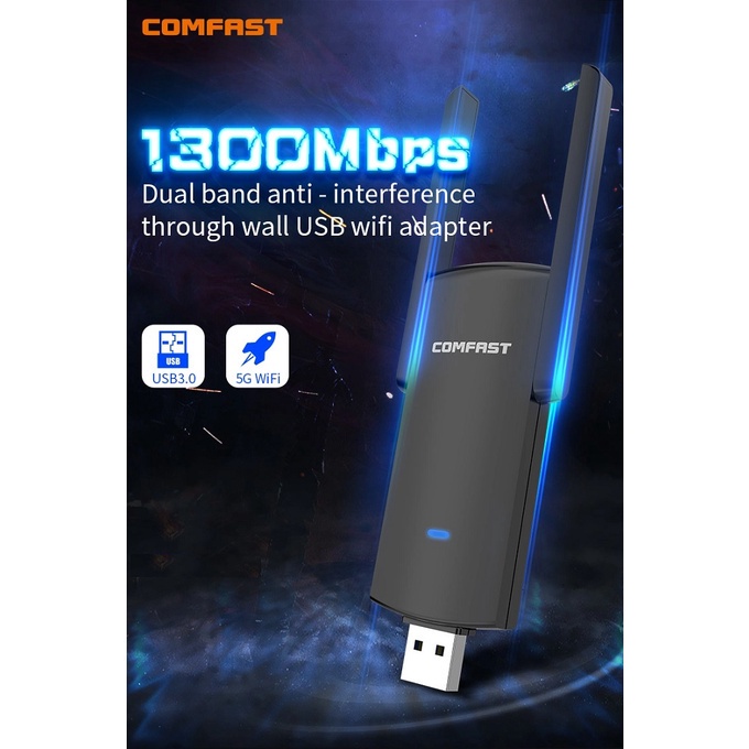 AKN88 - COMFAST CF-924AC V2 - 1300Mbps Dual-band Wireless USB Adapter