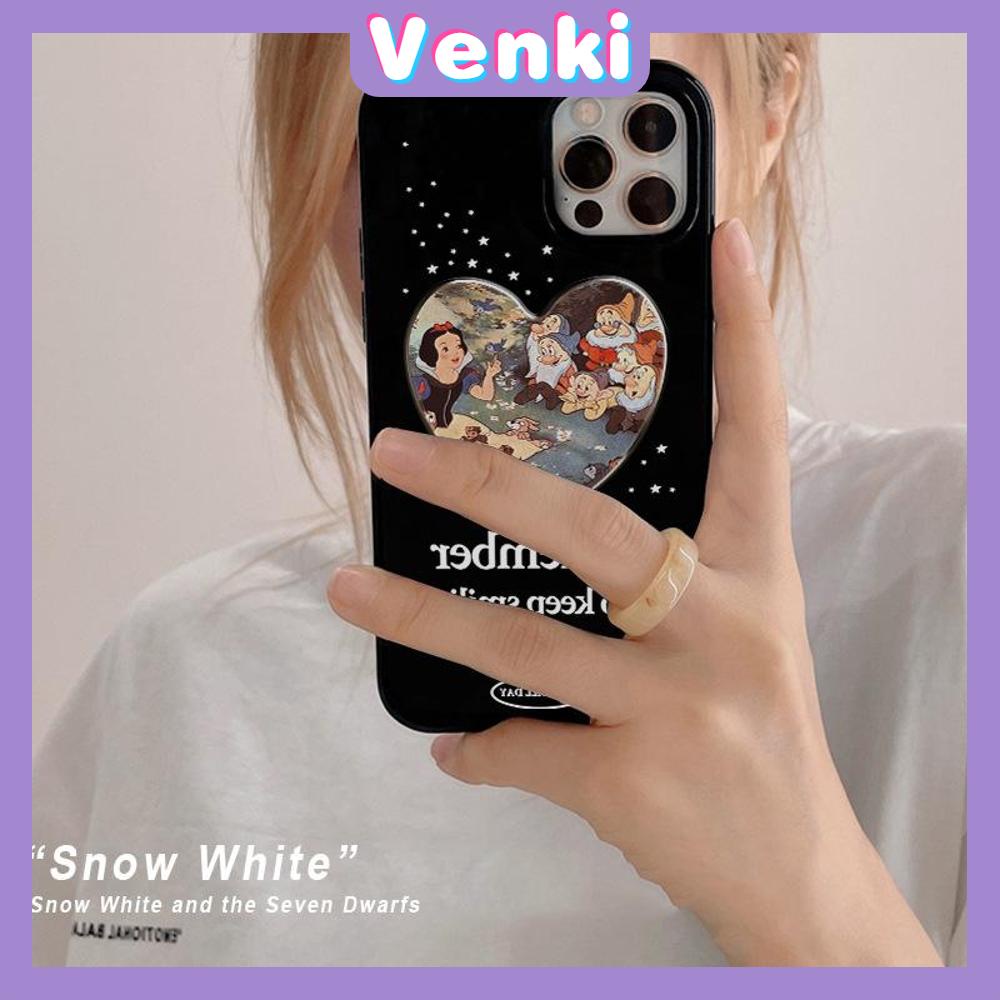 VENKI - Untuk iPhone 11 iPhone Case Hitam Glossy TPU Soft Case Shockproof Pelindung Kamera Karakter Kartun Lucu Kompatibel dengan iPhone 14 13 Pro max 12 Pro Max xr xs max 7 8Plus