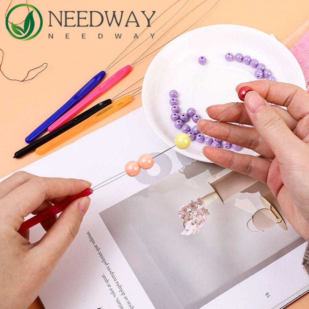 Needway   Beads Needle Threader Alat Ekstensi Rambut Plastik DIY Membuat Perhiasan Alat Knitt Hair hook Manik Kepang Jarum