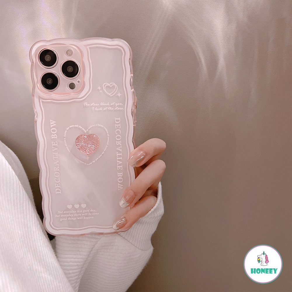 IPHONE Casing Ponsel 3D Love Heart Transparan Shockproof Lucu Untuk Iphone11 12 13 14 Pro Max X XR Xs7 8 Plus Soft TPU Cover