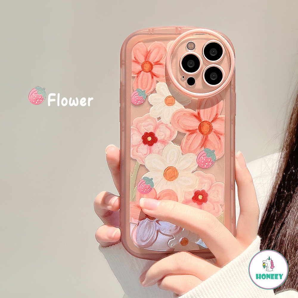 Casing Ponsel Untuk Apple14Kompatibel Untuk iPhone 11 Pro Max13 12 14 Pro Max XS XR 78 Plus Fashion Pink Floral Bening Cover Pelindung