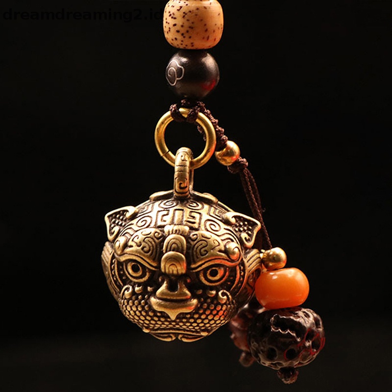 (drea) Lonceng Kuningan Liontin Gantungan Kunci Gaya Cina Hewan Bell Kalung Liontin Perhiasan Handmade Vintage Keychains Jewellery Aksesoris //