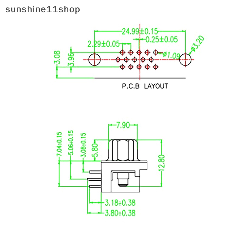 Sho 2Pcs VGA Interface 3.08 DB15 Tiga Baris Lubang 15PIN Ultra-Tipis Female Seat HDR15 DR15Pin Pcb Konektor Soket N