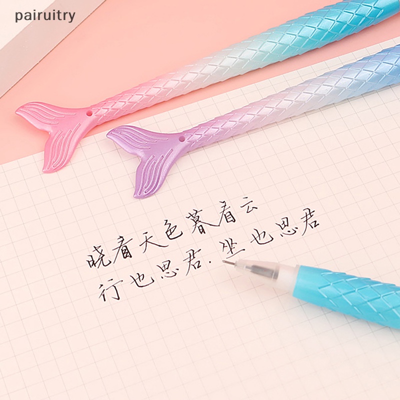 Prt 1PCS Warna Acak 0.38mm Kreatif Lucu Kartun Mermaid Gel Pen Siswa Sig Kreatif Alat Tulis Perlengkapan Sekolah PRT