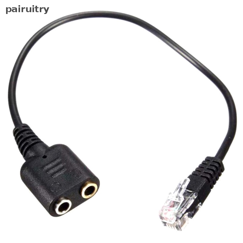 Prt Kabel Dual 3.5MM Ke RJ9 Komputer PC Headset Earphone Ke Telepon Adaptor Kepala Headphone Converter Jack Adapter Convertor RJ-9 PRT