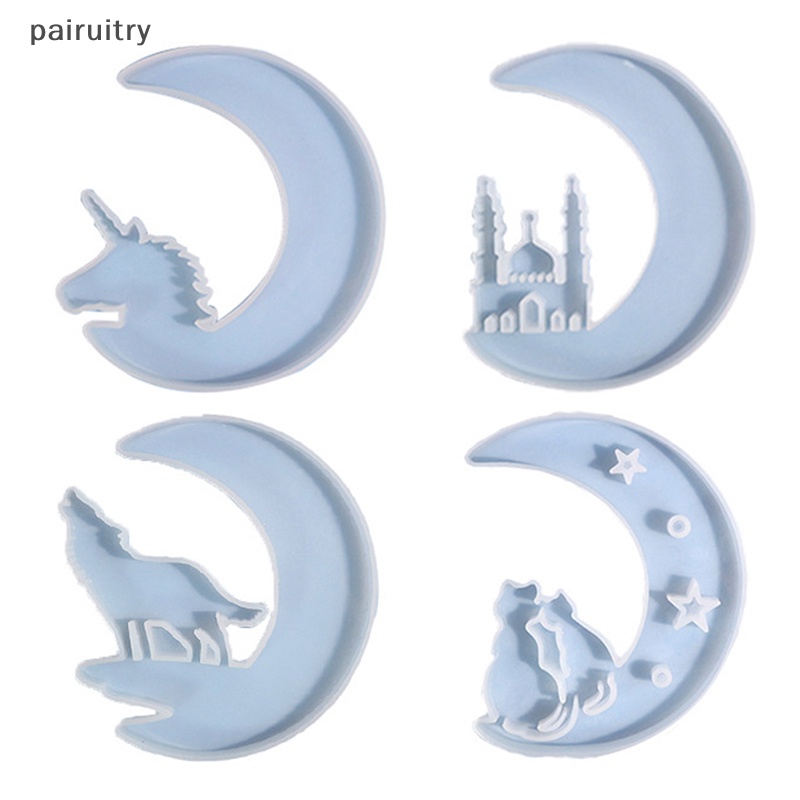 Prt Ornamen Bulan Cetakan Resin Epoxy DIY Hiasan Dinding Desktop Ornaments Silicone Mold PRT