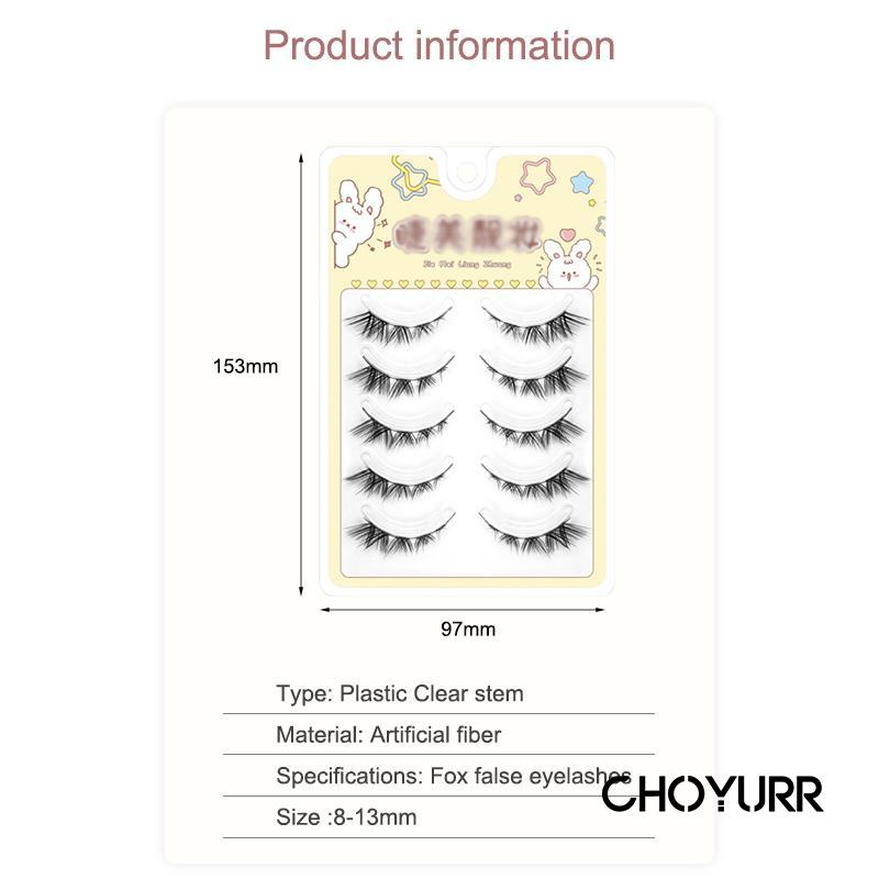 【COD】5 Pasang / Set Bulu Mata Palsu Korean Cat Eye Eyelashes Douyin Makeup Air False Eyelashes Comic Eye -CH