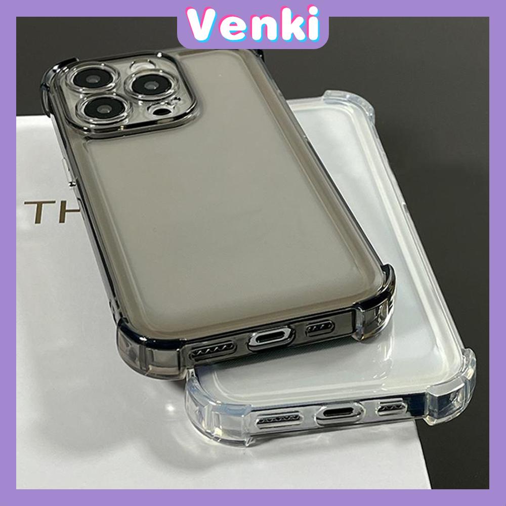 VENKI - Untuk iPhone Case Bening Phone Case Soft TPU Airbag Tahan Guncangan Kamera Case Simple Comfort Ungu Hitam Kompatibel dengan iPhone 14 Pro Max 13 Pro max 12 Pro Max 11 xr xs max 7 8