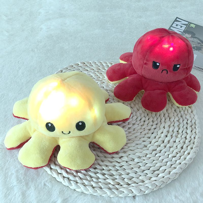 Mainan Boneka Gurita Octopus Plush Boneka Ubur ubur bolak balik berubah expresi/LED