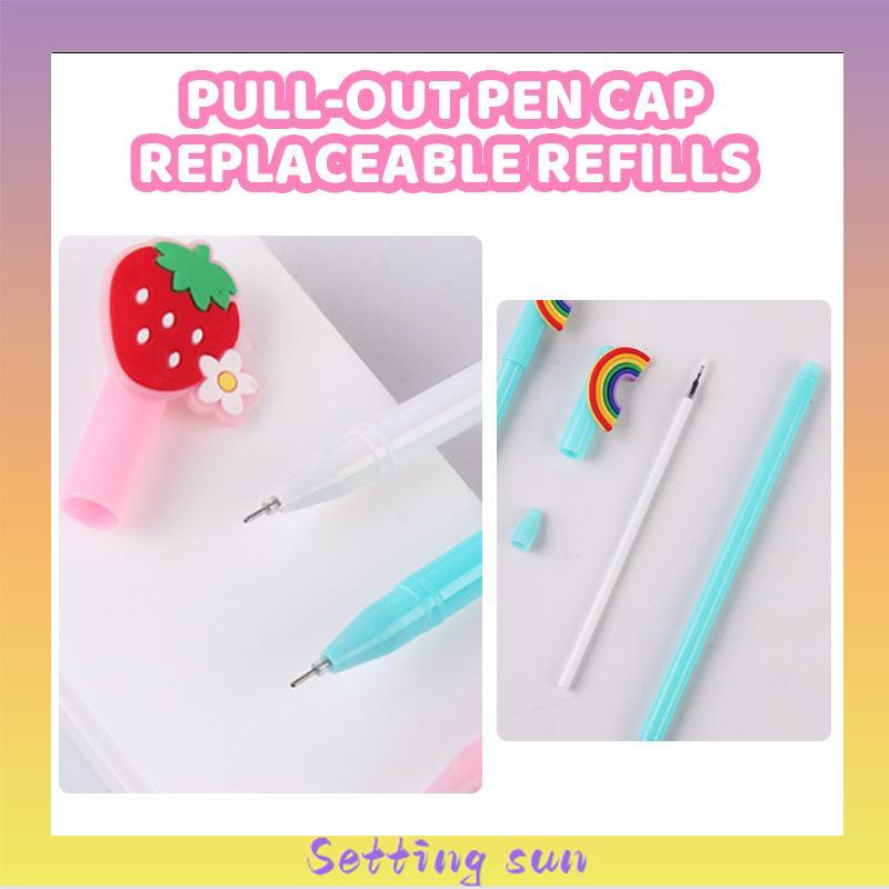 Pena Tulis Kartun Pena Tinta Gel Kreatif Seri Warna Solid Perlengkapan Belajar Siswa  TN