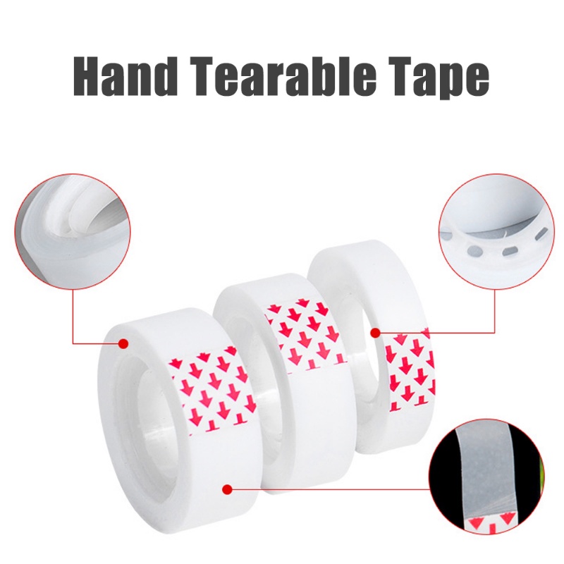 Perlengkapan Siswa Stationary Invisible Cover Salah Pekerjaan Rumah Tangga Tape Tape Menempel Kaset Koreksi Stiker Putih Transparan Washi Tape 10m/Roll Copy Tape Drafting Masking Tape