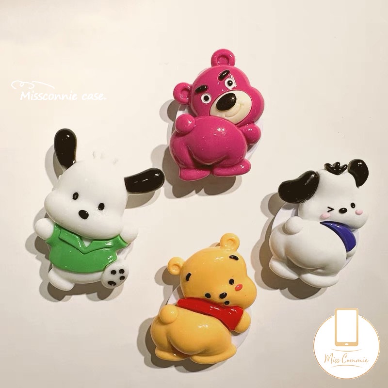 Kartun Lucu Strawberry Bear Manyo Bracket Phone Grip Holder Ring Universal Scalable Phone Stand Holder Korea Lovely Winnie The Pooh SpongeBob Patrick Star Melody Pochacco