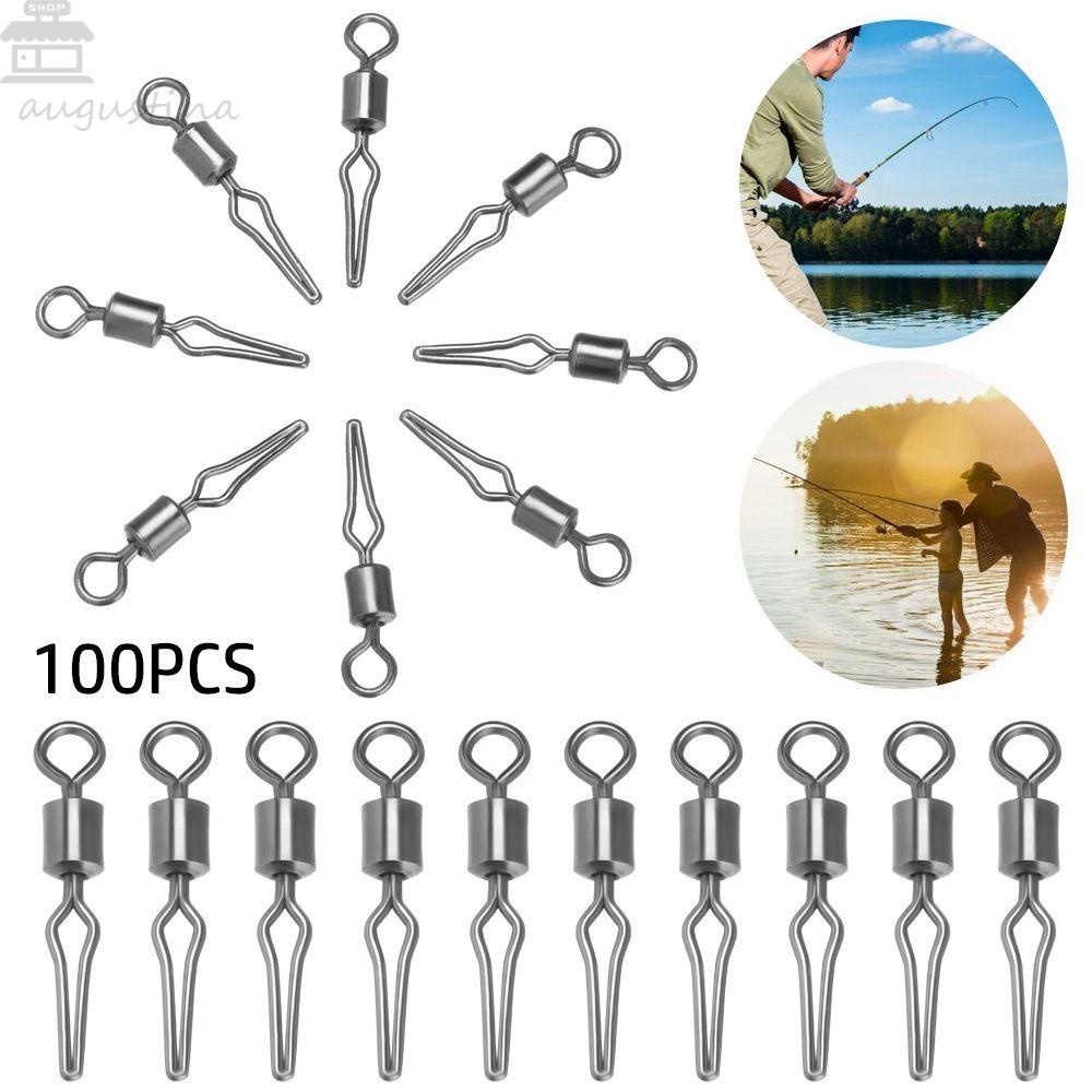 Agustina Putar Dengan Klip Garis Samping 100pcs Alat Pancing Gaya Amerika Sub Penjepit Dengan Snap Fishing Tackle Rotating Swivel Penjepit Amis