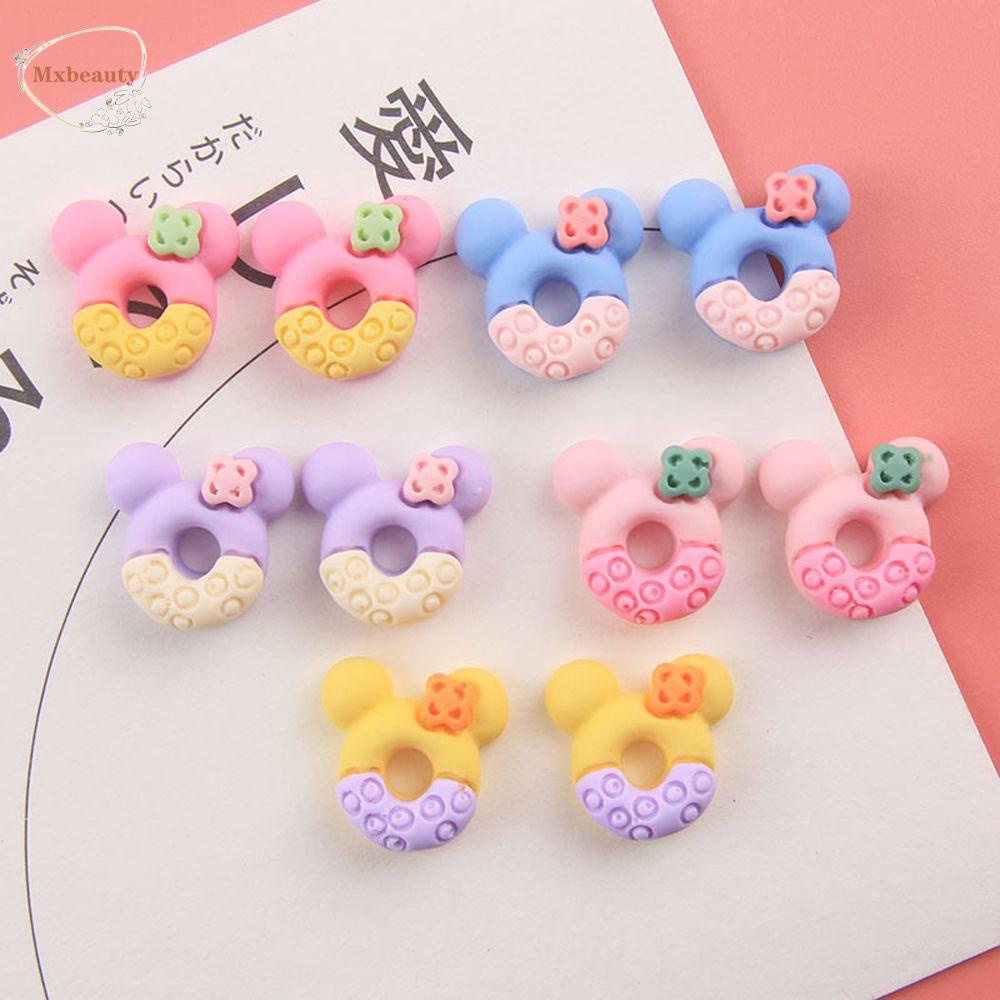 Mxbeauty Pesona Kuku Donat Lucu Permen Warna Resin Flatback DIY Perlengkapan Kerajinan Mickey Mouse Manicure Aksesoris