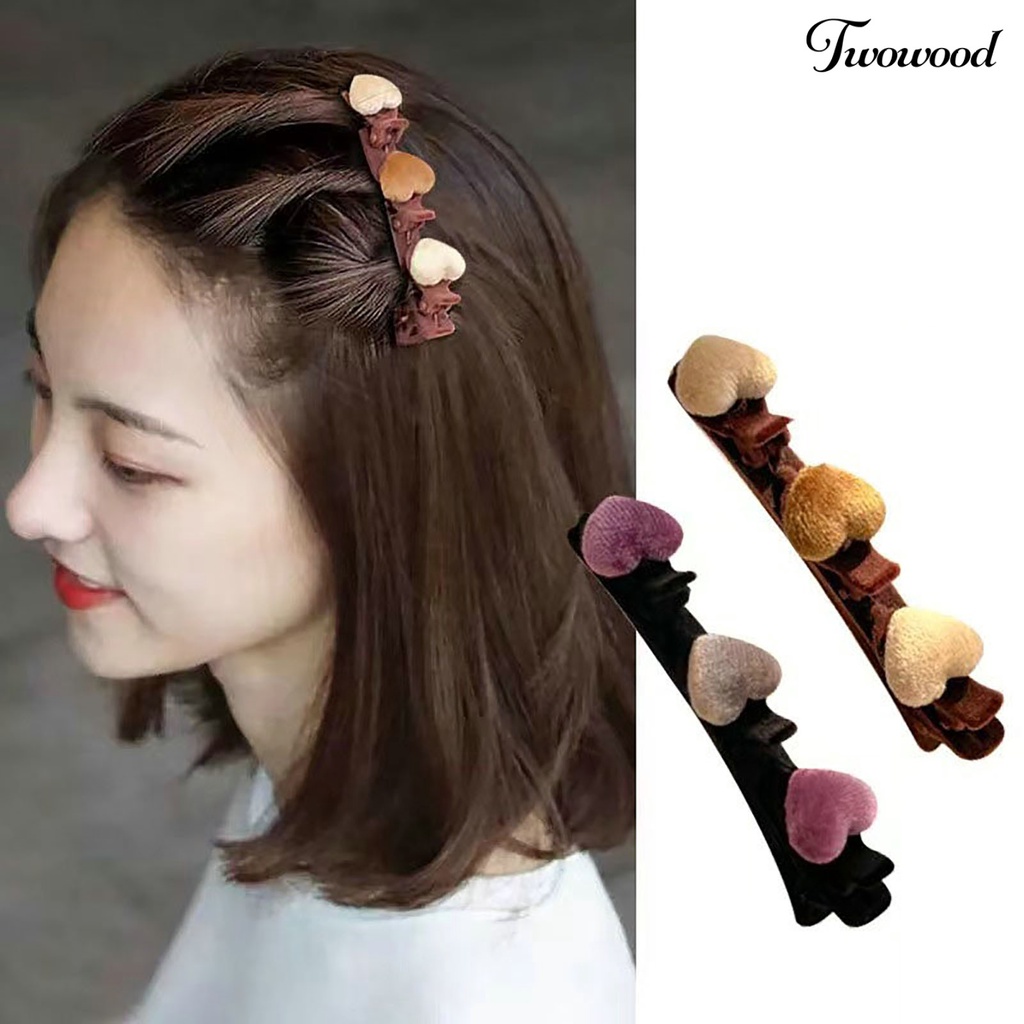 Twowood Heart Decor Elegan Sederhana Wanita Jepit Rambut Lint Double Layer Hairpin Hair Clip Aksesoris Rambut