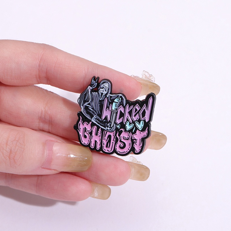 Pink Font I Love God Lapel Pin Lucu Alien Bros Ransel Lencana Hadiah Kostum Aksesori