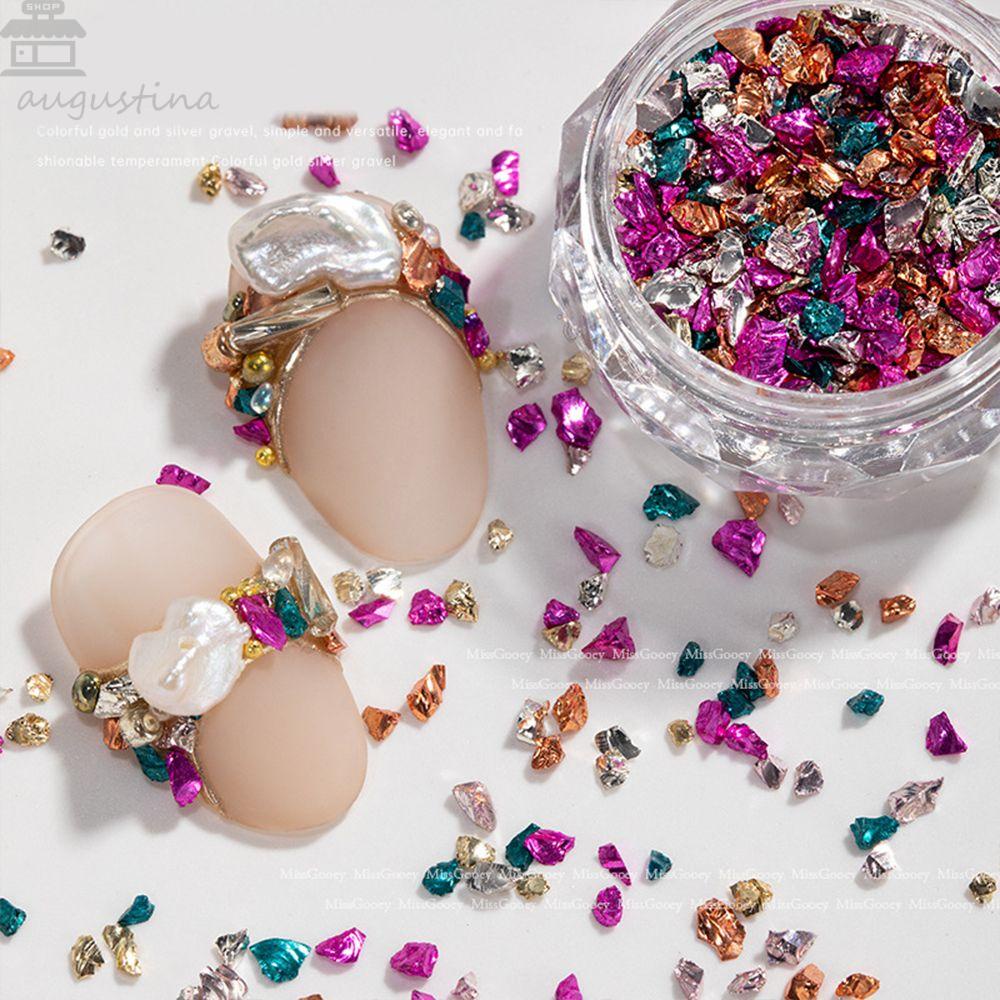 Agustina Kuku Berlian Imitasi 3D Desain Tidak Teratur Trendi DIY Manicure Gravel Nail Charms