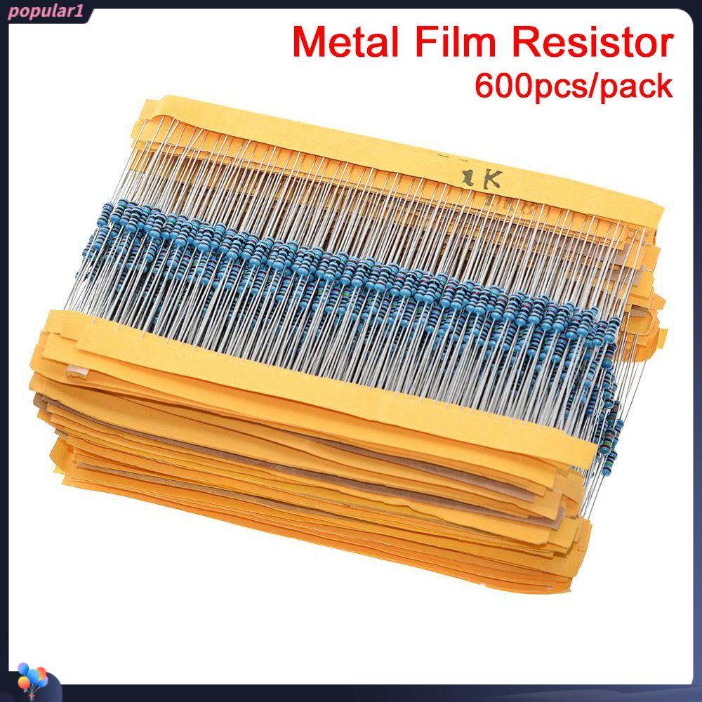 Populer 600pcs /set Resistor Metal Film Metal Tahan Lama 30jenis Komponen Pasif Tahanan 1/4W
