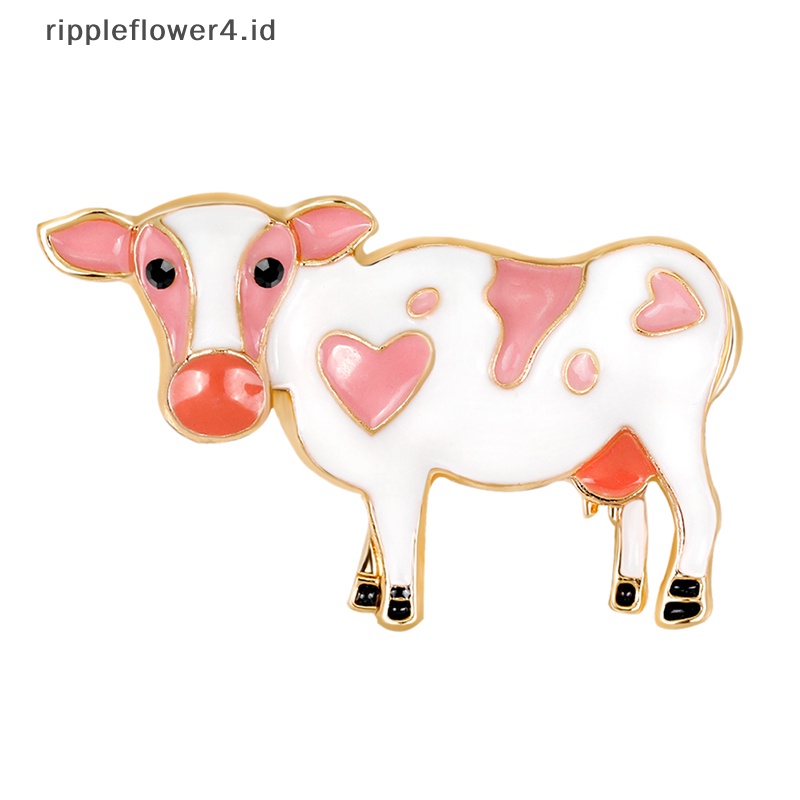 {rippleflower4.id} Kartun Sapi Enamel Bros Pin Perjamuan Pernikahan Bros Hadiah Wanita Perhiasan~