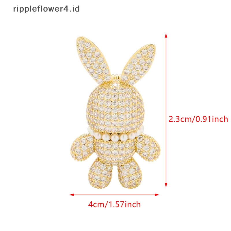 {rippleflower4.id} Mode Baru Bros Kelinci Kristal Berlian Imitasi Mutiara Hewan Kerah Pin Untuk Wanita Jas Mantel Lencana Aksesoris Bros Hadiah~