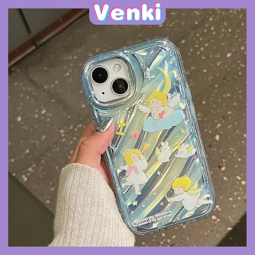 VENKI - Untuk iPhone 11 iPhone Case Laser Reflektif Bening Phone Case TPU Lembut Shockproof Airbag Phone Case Cantik Cupid Lucu Kompatibel dengan iPhone 14 13 Pro max 12 Pro Max XR XR 7