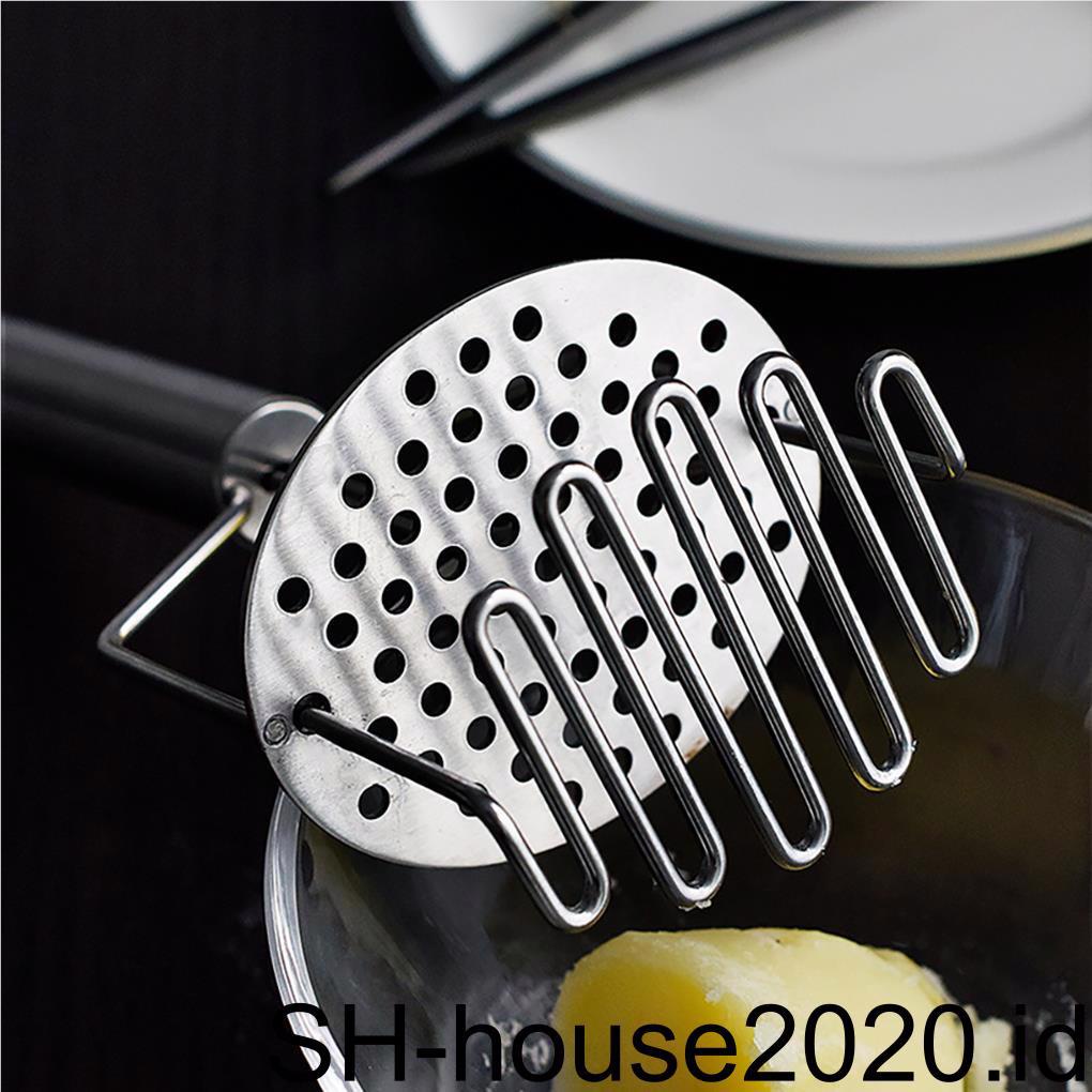 Gilingan Makanan Stainless Steel Humanized Potato Masher Tahan Aus Pendorong Kentang Halus Alat Buah Sayur Press Crusher