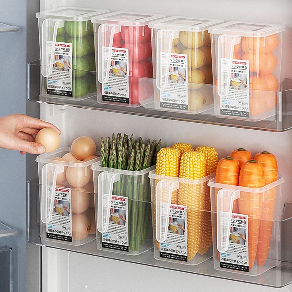 Kulkas Side Door Storage Box/Kontainer Makanan Segar Kulkas/Dapur Rangka Penyimpanan Telur Sayur Buah Transparan/Drain Fresh-keeping Box/Aksesoris Organizer Dapur