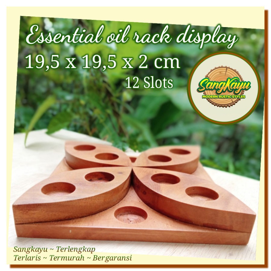 Rak oil 12 slot rak essential kayu essential holder display | Rak oil young living | Rak oil kayu