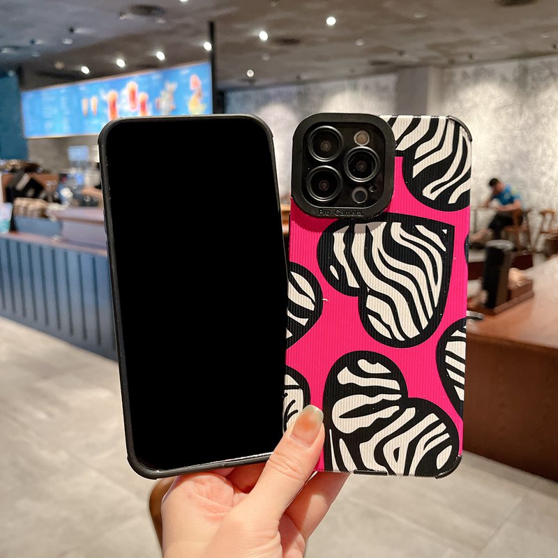 Pink Zebra Love Soft Silicon Case HP iP iPhone 6 6S 7 8 14 + Plus SE 2020 2022 X XS XR 11 12 13 Pro Max New FTD Casing Apple