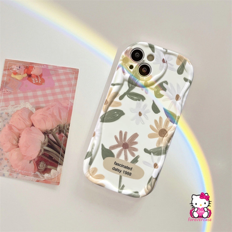 Fascinated Daisy Floral Soft Cover Untuk Realme C53 C55 C30 C35 C33 C25Y C21Y C20A C15 C31 C25 C11 2020 C12 C25s C17 C21 C3 C11 2021 C20 5i 5S 7i 6 3D Wavy Curved Edge Glossy Case