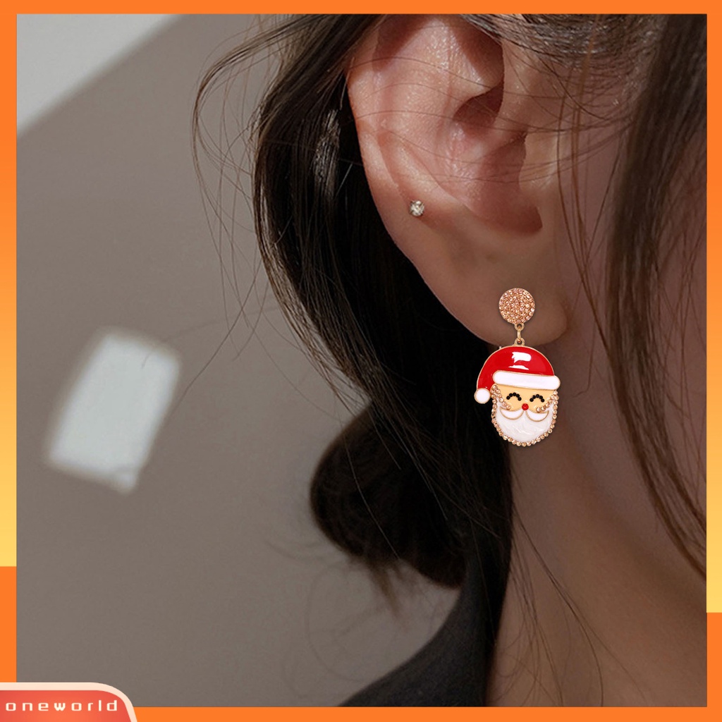 [WOD] 1pasang Anting Menjuntai Mutiara Imitasi Mengkilap Berlian Imitasi Berkilau Festival All-match Dekorasi Hadiah Xmas Natal Santa Claus Drop Earrings Wanita Fashion Perhiasan Untuk Tahun Baru