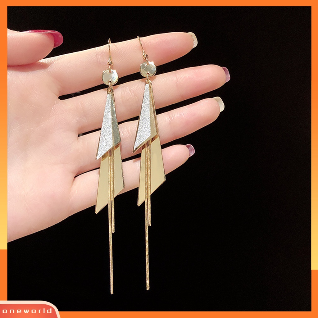 [WOD] 1pasang Anting Menjuntai Geometris Rumbai Panjang Anti Alergi Lady Drop Earrings Untuk Hadiah