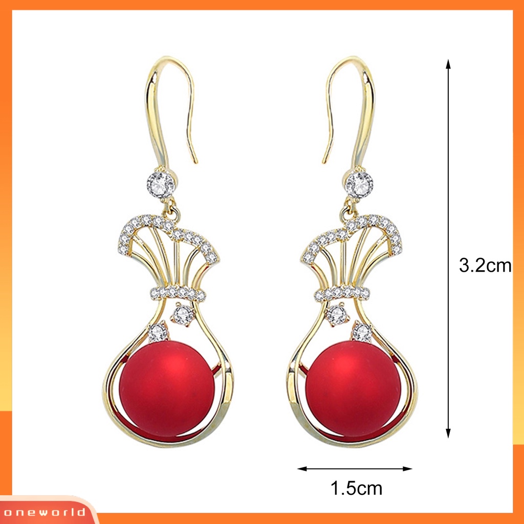 [WOD] 1pasang Anting Menjuntai Berlian Imitasi Mengkilap Hias Manik-Manik Berkilau Electroplating Hias Hadiah Wanita Berongga Tas Uang Liontin Anting Perhiasan Fashion Untuk Pacaran