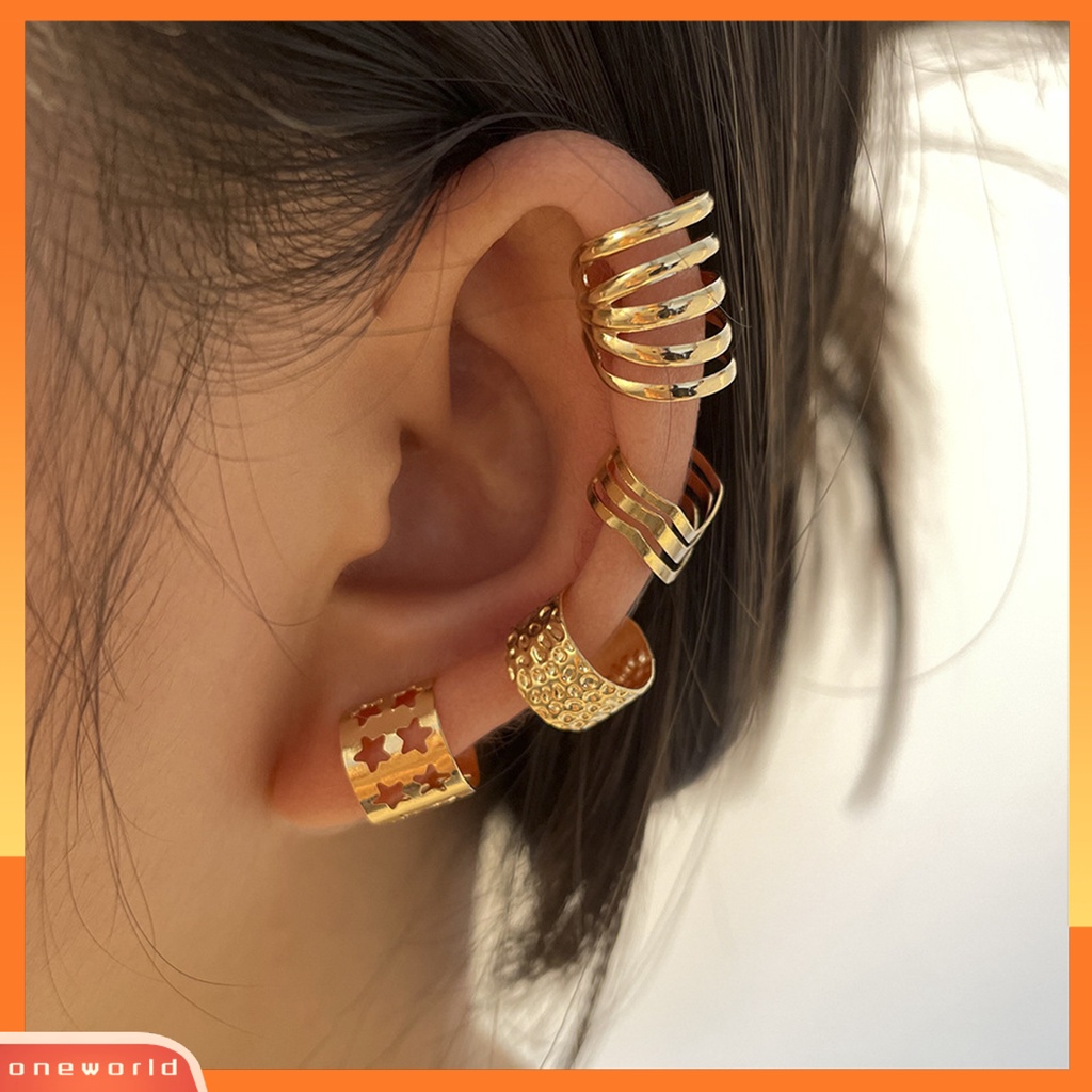 [WOD] 1set Anting Hoop Keren Bulat Gaya Hip-hop Non Tindik Telinga Lady Ear Clip Untuk Pakaian Sehari-Hari