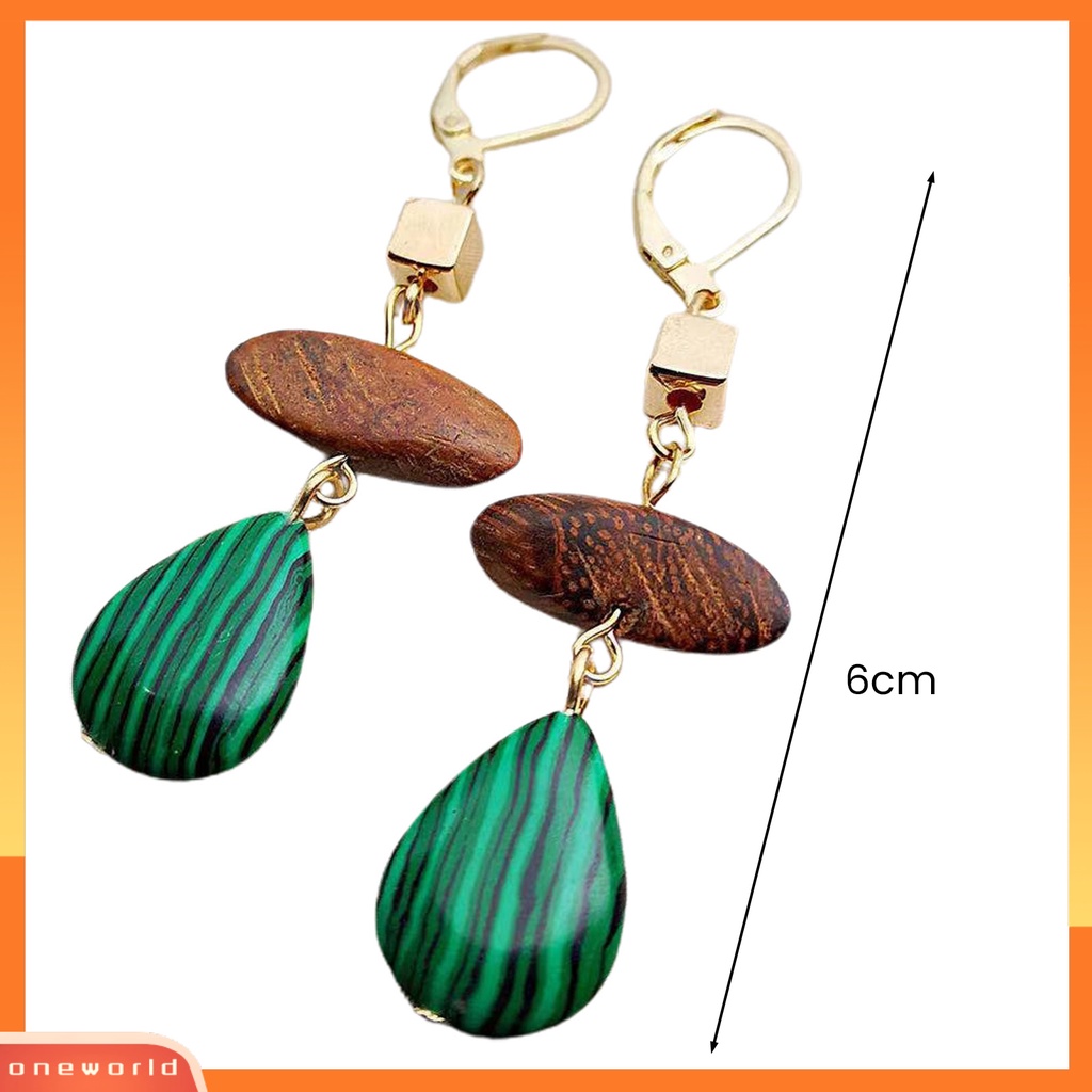 [WOD] 1pasang Anting Tindik Drop Ukir Unik Pesona Hadiah Gaya Etnik Vintage Wanita Batu Kait Anting Perhiasan Pesta