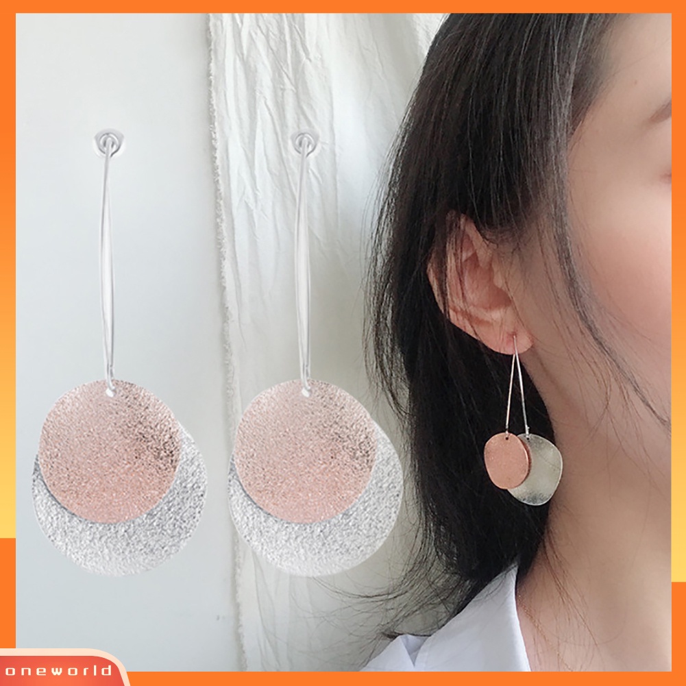 [WOD] Fashion Panjang Bulat Liontin Menjuntai Ear Stud Earrings Wanita Gadis Perhiasan Hadiah