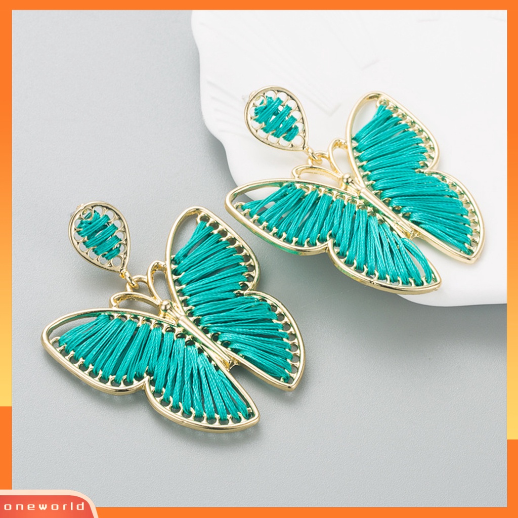 [WOD] 1pasang Drop Earring Indah Elegan Gaya Boho Warna-Warni Desain Kupu-Kupu Anting Wanita Untuk Pacaran