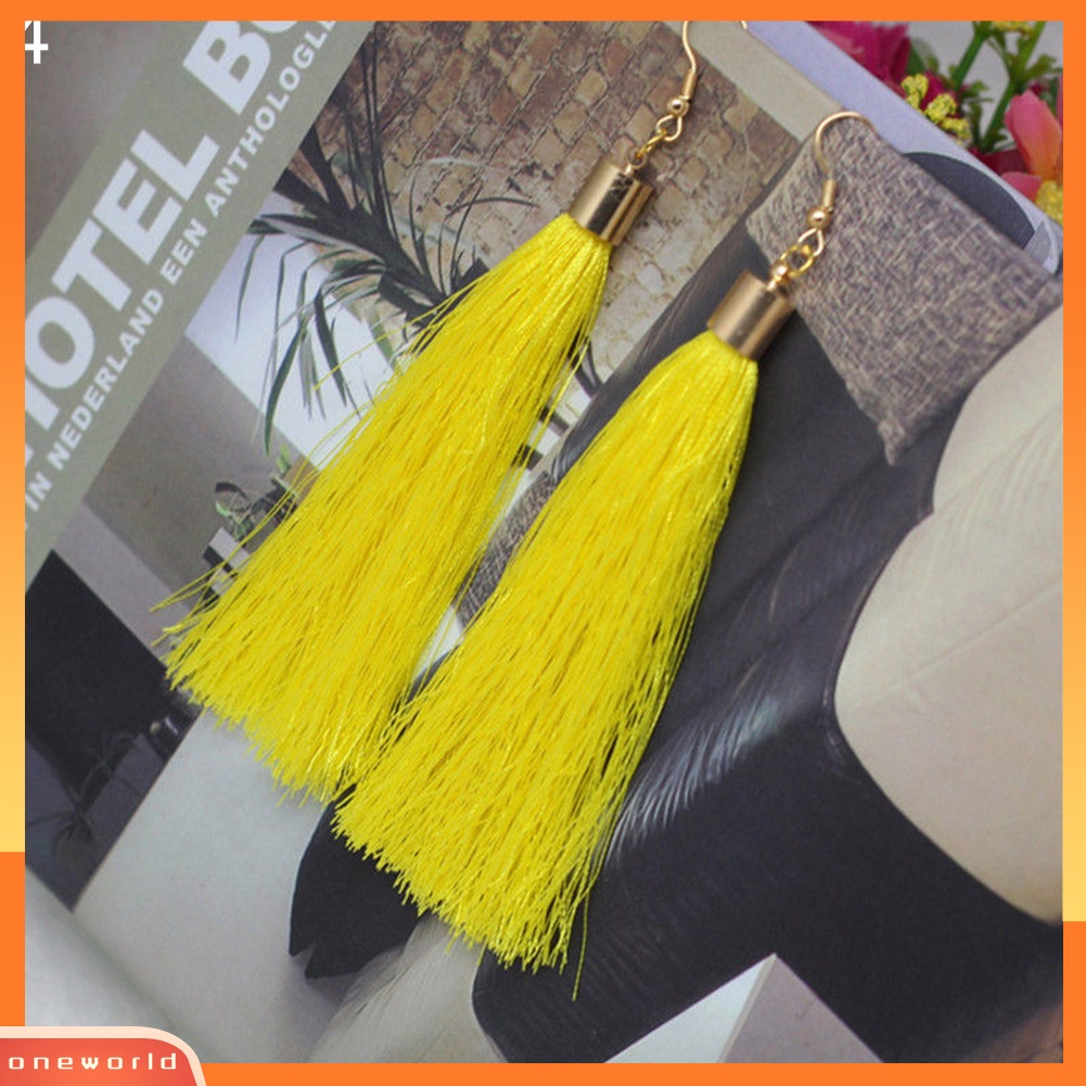 [WOD] Bohemian Hook Anting Wanita Vintage Panjang Rumbai Fringe Boho Menjuntai Earrings