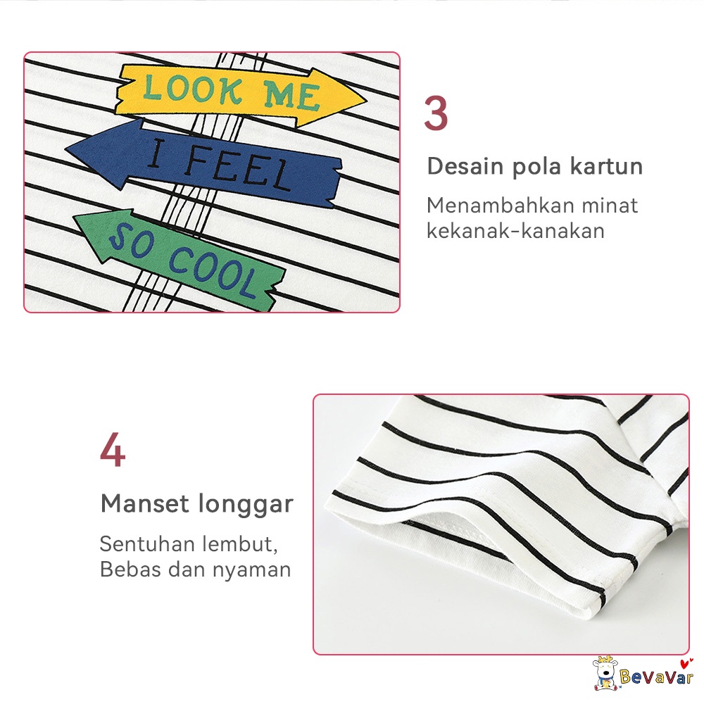 BEVAVAR 1~3 thn baju kaos bayi/Atasan anak-anak import/Piyama Lembut laki laki perempuan