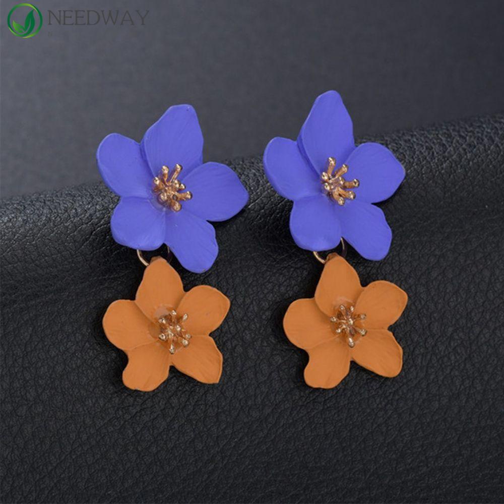 Needway Drop Anting Wanita Desain Baru Pernikahan Berlebihan Boho Warna Campur Perhiasan Fashion