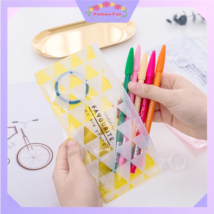 FASHION FAIR - D2023 Tempat Pensil Import / Tempat Pensil Zipper Transparan S656 / Tempat Kosmetik Zip / Zipper Bag / Zipper Bag Motif / Tempat Pensil Motif