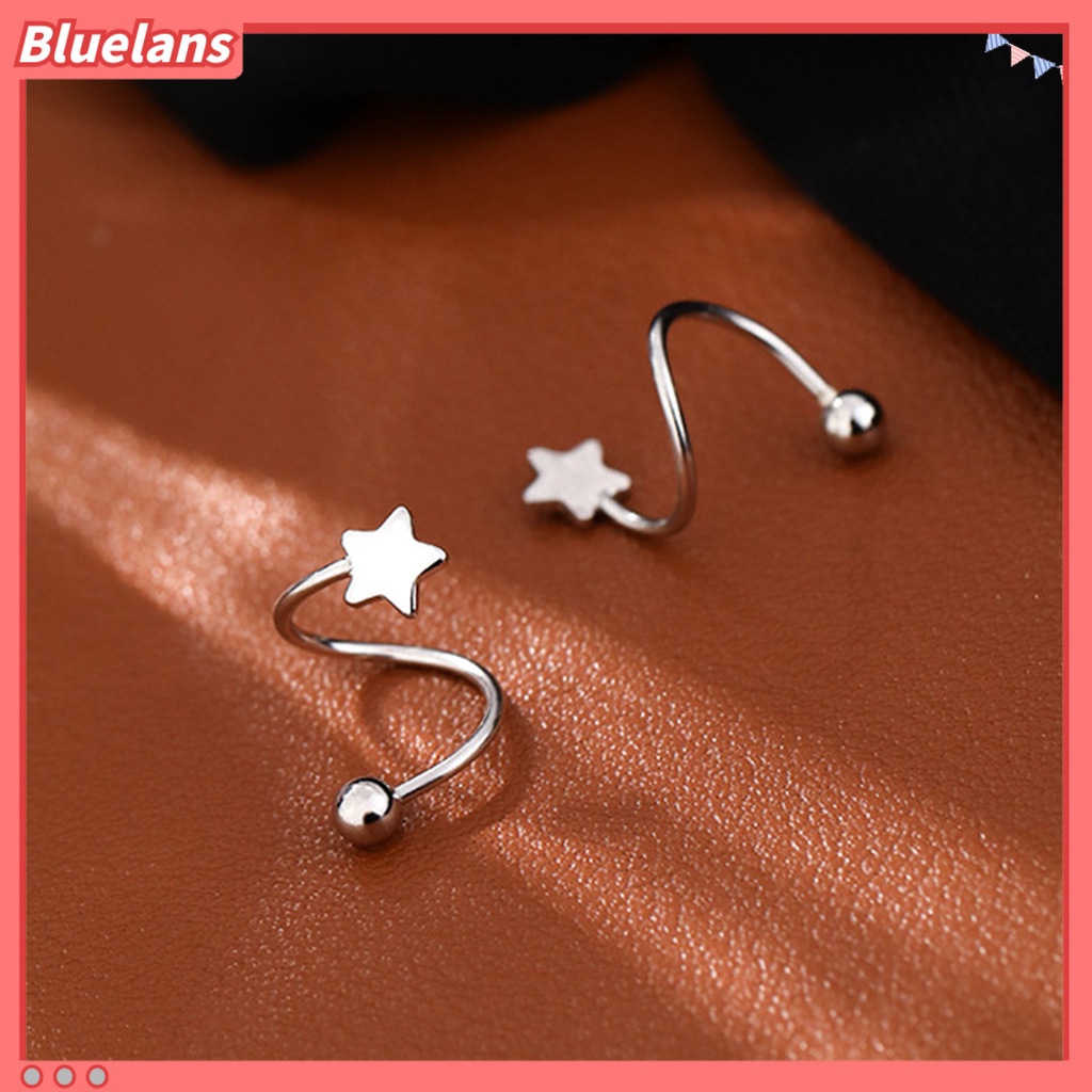 [BLS] 1pasang Ear Studs Round Beads Bintang Berujung Lima Tindik Mini Hadiah Lucu Hypoallergenic Spiral Tulang Rawan Anting Perhiasan Fashion