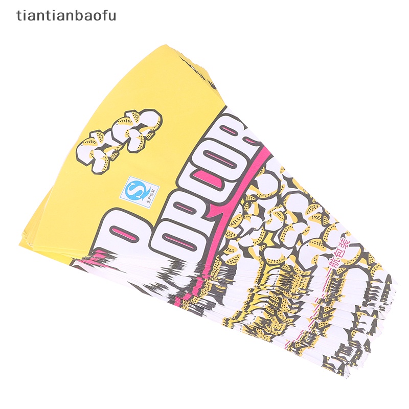 [tiantianbaofu] 50pcs Kantong Popcorn Kertas Berbentuk Kerucut Segitiga Bungkus Popcorn Traktir Kantong Butik